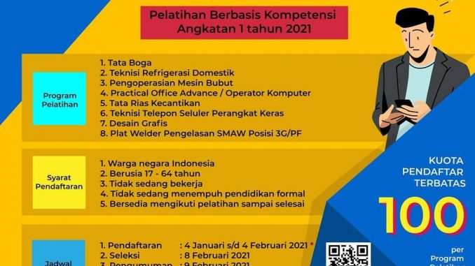 Pendaftaran Pelatihan GRATIS BLK Sleman Angkatan I Tahun 2021