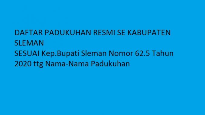 Daftar Padukuhan Se-Kabupaten Sleman Terbaru