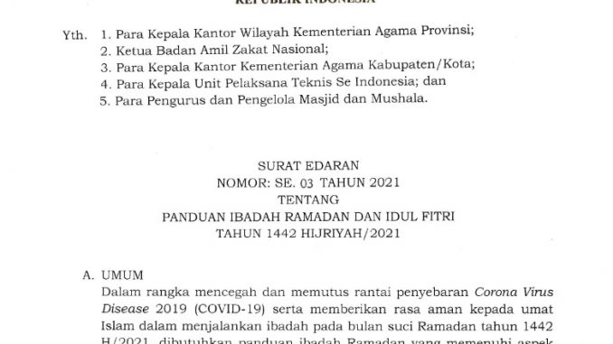Pedoman Ibadah Ramadhan 1442 H Kemenag