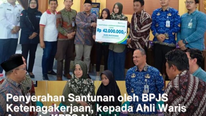 Penyerahan Santunan oleh BPJS Ketenagakerjaan, kepada Ahli Waris Anggota KPPS Ngringin Condongcatur Depok